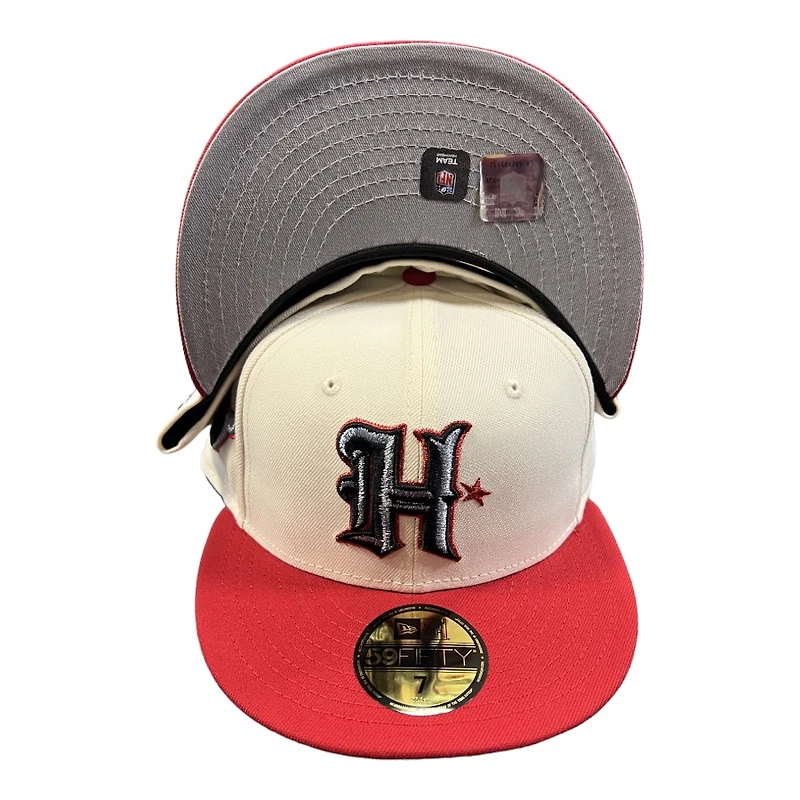 Houston Texans Chrome and Red Team Logo Patch Gray UV New Era 59FIFTY Fitted Hat