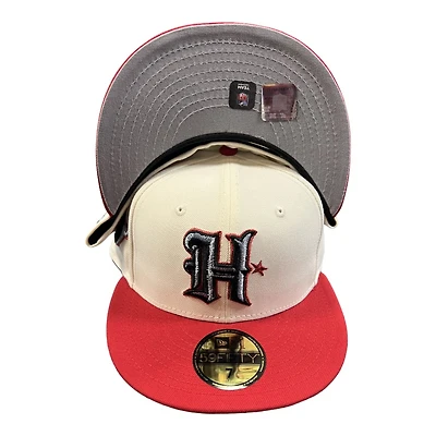 Houston Texans Chrome and Red Team Logo Patch Gray UV New Era 59FIFTY Fitted Hat