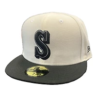Seattle Mariners Chrome and Black Gray UV New Era 59Fifty Fitted Hat
