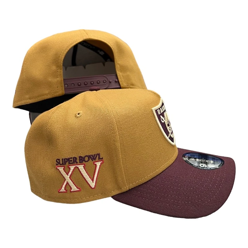 Las Vegas Raiders Brown and Maroon Super Bowl XV Patch New Era 9FORTY A-Frame Snapback Hat