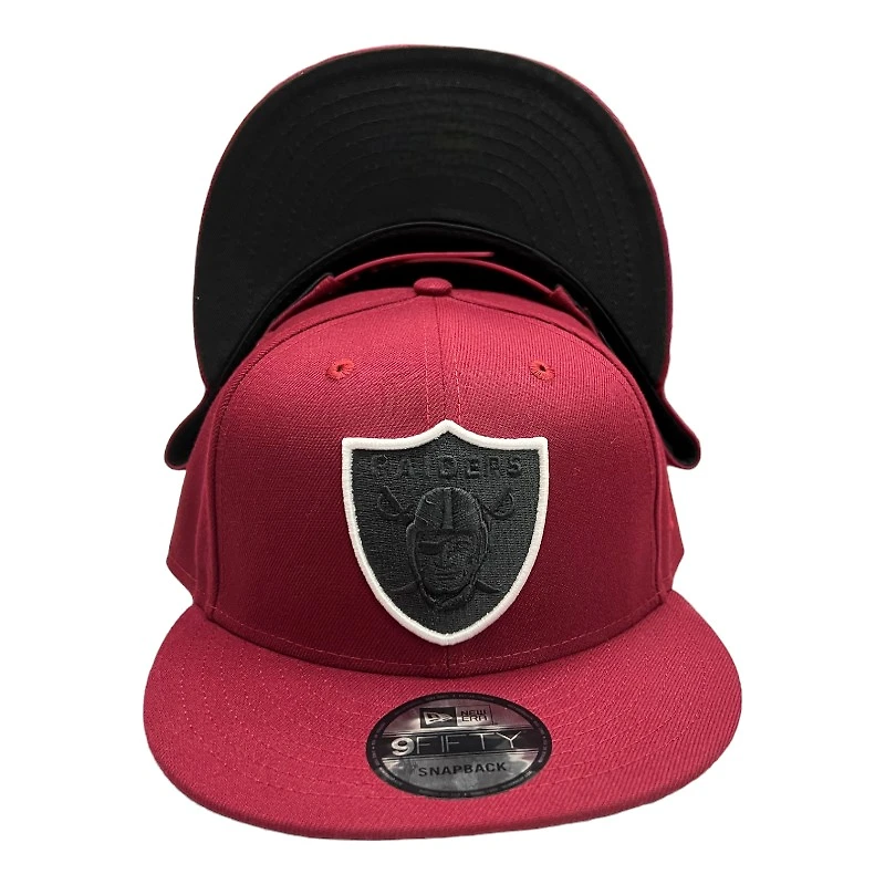 Las Vegas Raiders Maroon with Black Logo Black UV New Era 9FIFTY Snapback Hat
