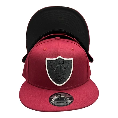Las Vegas Raiders Maroon with Black Logo Black UV New Era 9FIFTY Snapback Hat
