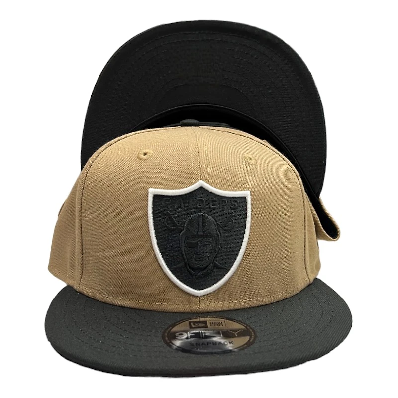 Las Vegas Raiders Tan and Black with Black UV New Era 9FIFTY Snapback Hat
