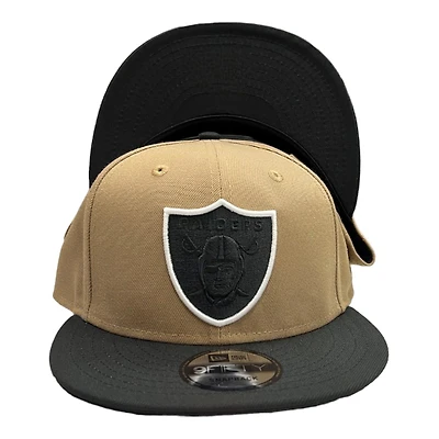 Las Vegas Raiders Tan and Black with Black UV New Era 9FIFTY Snapback Hat