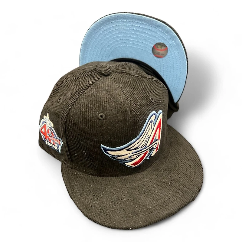 Los Angeles Angels Black Corduroy 40th Anni Patch Icy UV New Era 59FIFTY Fitted Hat