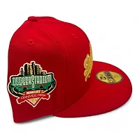 Los Angeles Dodgers Red with Gold Metallic 60th Anni Patch Green UV New Era 59FIFTY Fitted Hat