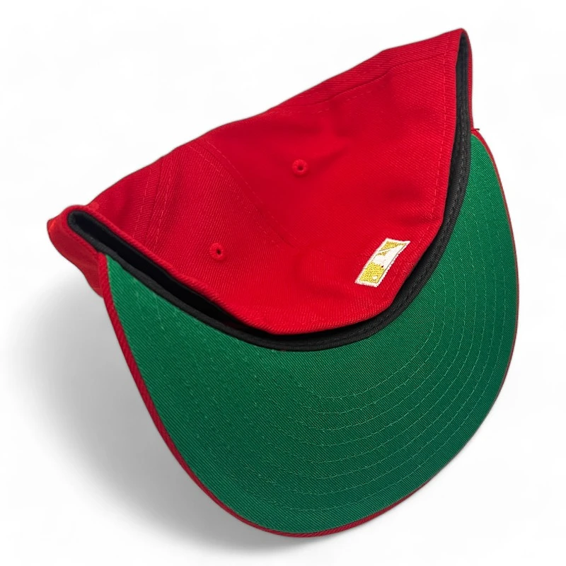 Los Angeles Dodgers Red with Gold Metallic 60th Anni Patch Green UV New Era 59FIFTY Fitted Hat