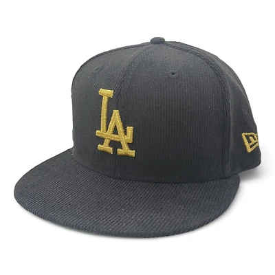 Los Angeles Dodgers Black Corduroy and Gold Logo with Green UV New Era 59FIFTY Fitted Hat