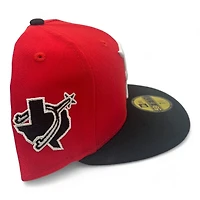 Texas Rangers Red and Black City Connect Logo Spur Patch Gray UV New Era 59FIFTY Fitted Hat