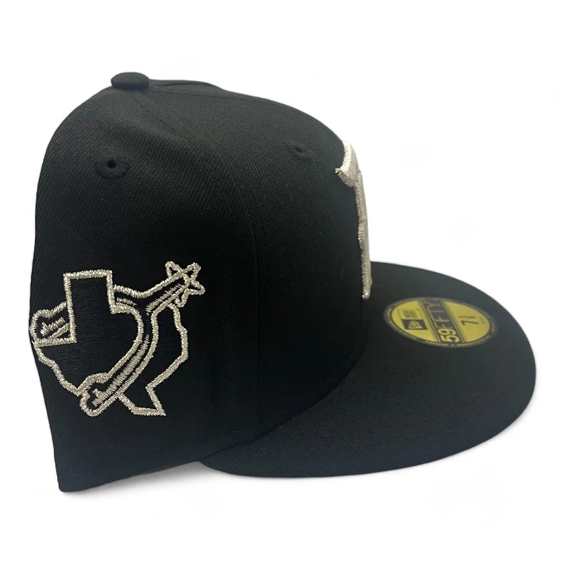 Texas Rangers Black and Silver Metallic City Connect Logo Spur Patch UV New Era 59FIFTY Fitted Hat