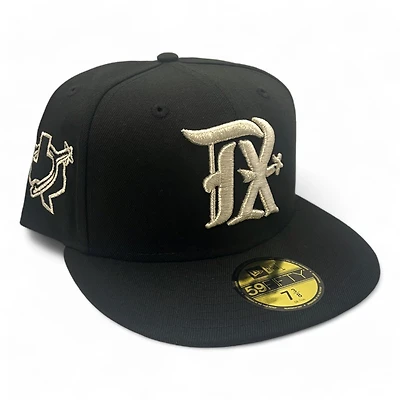 Texas Rangers Black and Silver Metallic City Connect Logo Spur Patch UV New Era 59FIFTY Fitted Hat