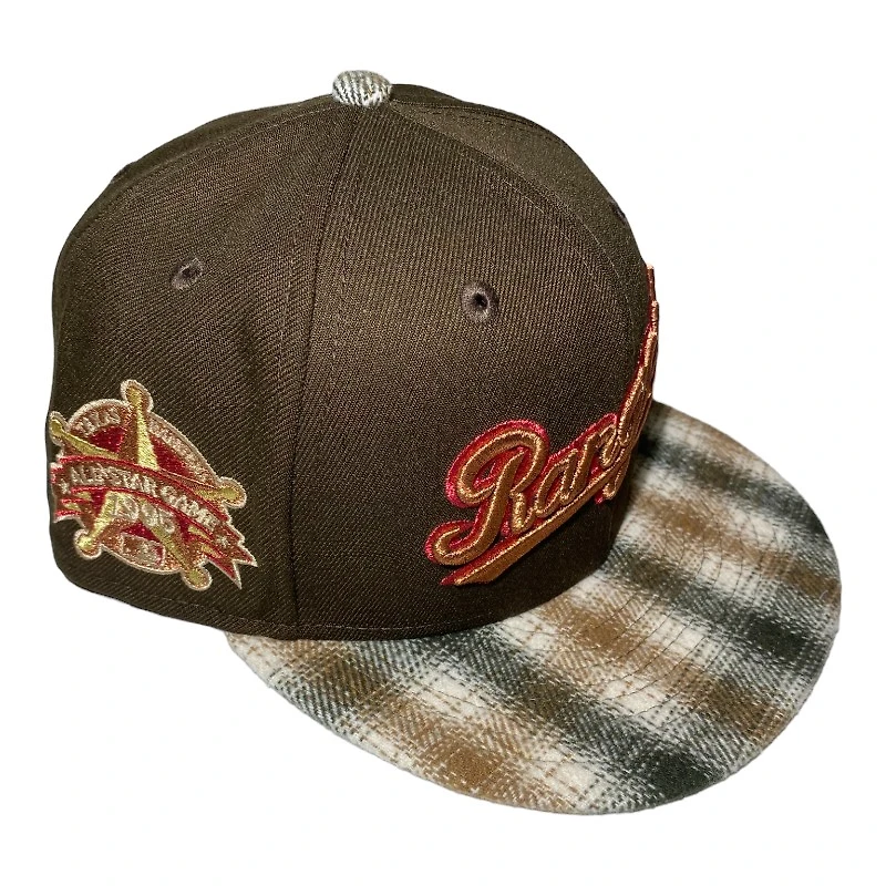 Texas Rangers Brown with Plaid Bill 1995 ASG Patch Gray UV New Era 59FIFTY Fitted Hat