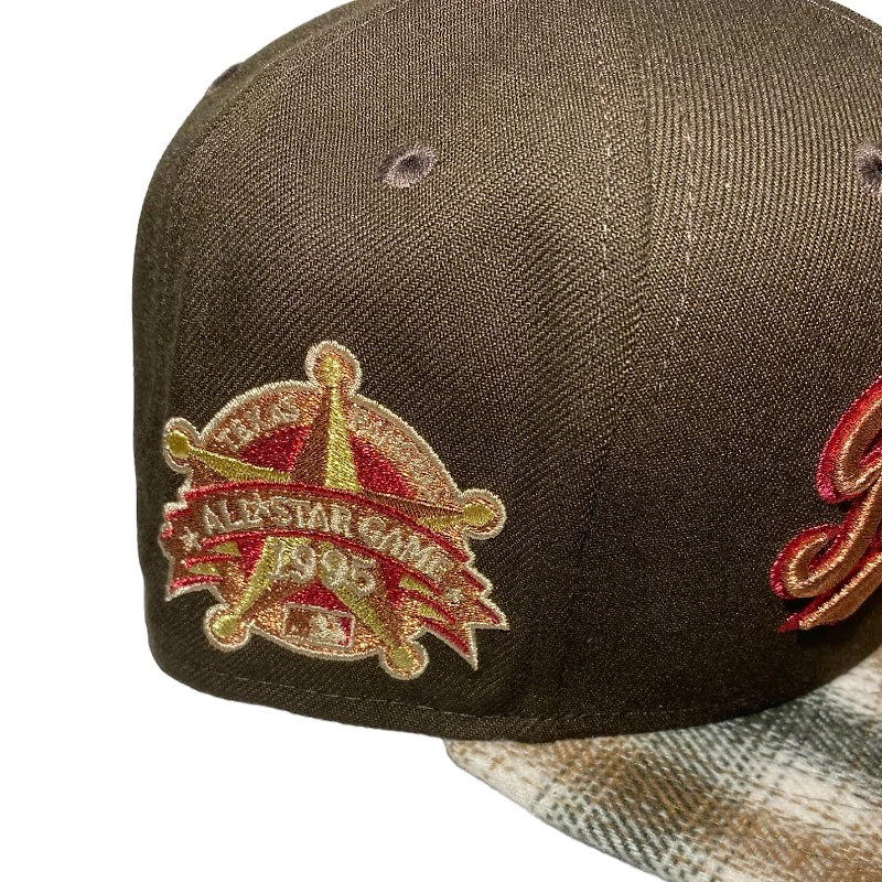 Texas Rangers Brown with Plaid Bill 1995 ASG Patch Gray UV New Era 59FIFTY Fitted Hat