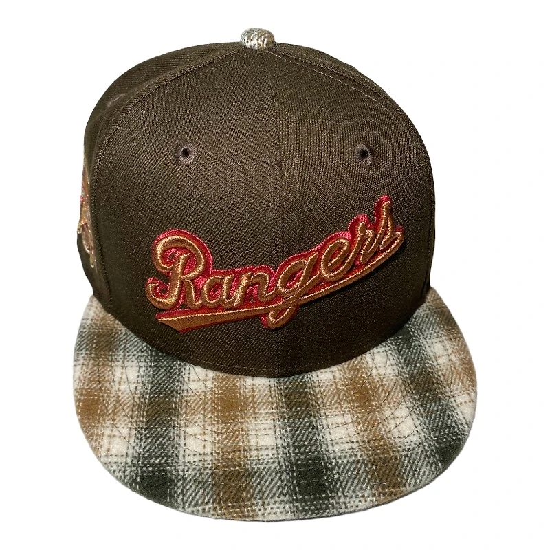 Texas Rangers Brown with Plaid Bill 1995 ASG Patch Gray UV New Era 59FIFTY Fitted Hat