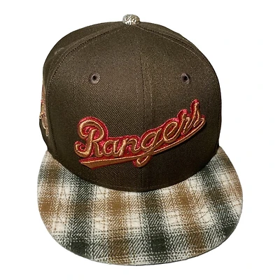 Texas Rangers Brown with Plaid Bill 1995 ASG Patch Gray UV New Era 59FIFTY Fitted Hat