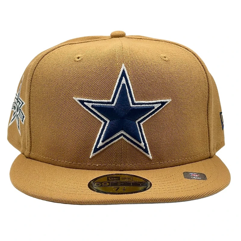 Dallas Cowboys Tan Brown 50th Anniversary Patch Gray UV NFL New Era 59FIFTY Fitted Hat