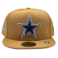 Dallas Cowboys Tan Brown 50th Anniversary Patch Gray UV NFL New Era 59FIFTY Fitted Hat