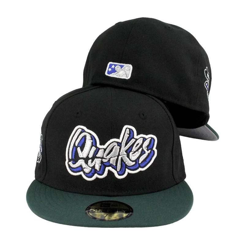 Rancho Cucamonga Quakes Black and Green 30th Patch Gray UV MiLB New Era 59FIFTY Fitted Hat