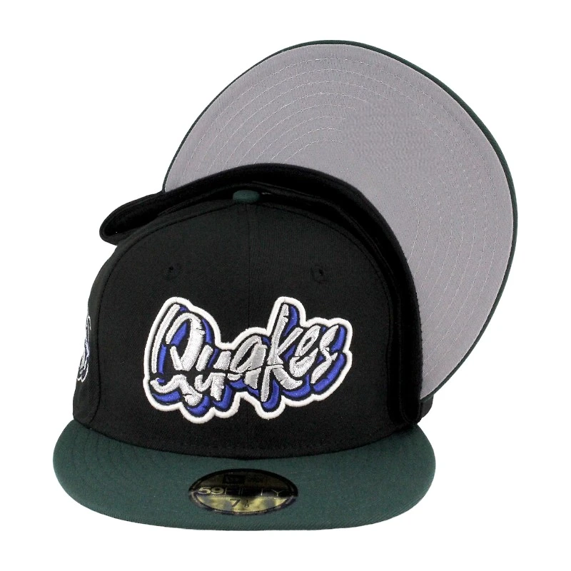 Rancho Cucamonga Quakes Black and Green 30th Patch Gray UV MiLB New Era 59FIFTY Fitted Hat
