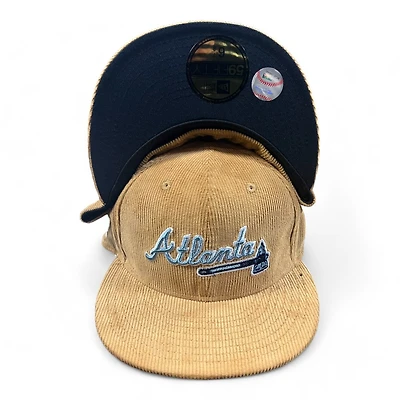 Atlanta Braves Tan Corduroy Dark Blue UV New Era 59FIFTY Fitted Hat