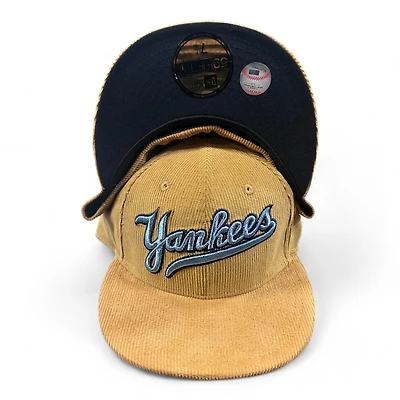 New York Yankees Tan Corduroy Dark Blue UV Era 59FIFTY Fitted Hat
