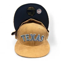 Texas Rangers Tan Corduroy Dark Blue UV New Era 59FIFTY Fitted Hat