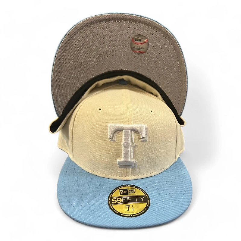 Texas Rangers Chrome and Light Blue Gray UV New Era 59FIFTY Fitted Hat