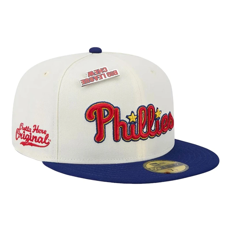 Philadelphia Phillies Chrome White and Royal Original Big League Chew Gray UV New Era 59FIFTY Fitted Hat