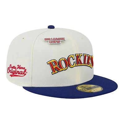Colorado Rockies Chrome White and Royal Original Big League Chew Gray UV New Era 59FIFTY Fitted Hat