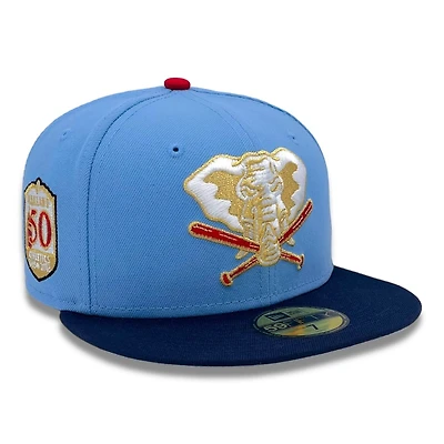 Oakland Athletics Sky Blue and Oceanside 50th Patch Gray UV New Era 59FIFTY Fitted Hat