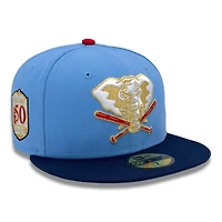 Oakland Athletics Sky Blue and Oceanside 50th Patch Gray UV New Era 59FIFTY Fitted Hat