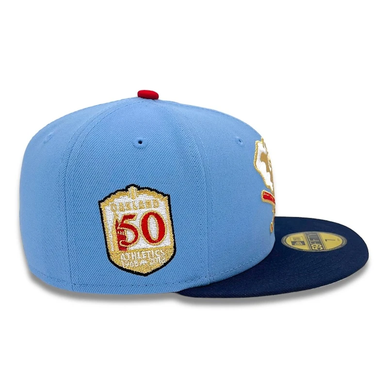 Oakland Athletics Sky Blue and Oceanside 50th Patch Gray UV New Era 59FIFTY Fitted Hat