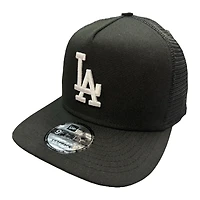 Los Angeles Dodgers Black and White Logo Mesh Back Trucker New Era 9FIFTY A-Frame Snapback Hat