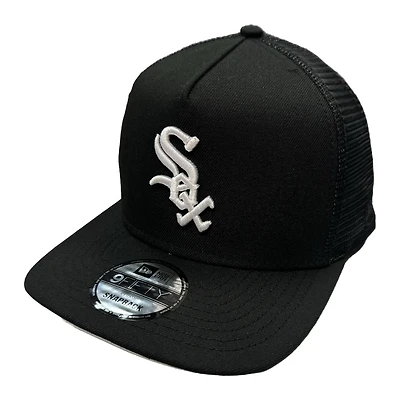 Chicago White Sox Black and White Logo Mesh Back Trucker New Era 9FIFTY A-Frame Snapback Hat