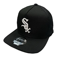 Chicago White Sox Black and White Logo Mesh Back Trucker New Era 9FIFTY A-Frame Snapback Hat