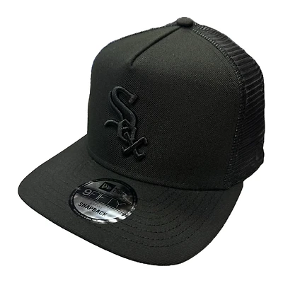 Chicago White Sox All Black Mesh Back Trucker New Era 9FIFTY A-Frame Snapback Hat