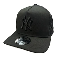 New York Yankees All Black Mesh Back Trucker New Era 9FIFTY A-Frame Snapback Hat
