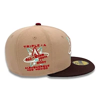 Albuquerque Isotopes Brown Two Tone Triple A 2007 ASG Patch Teal UV New Era 59FIFTY Fitted Hat