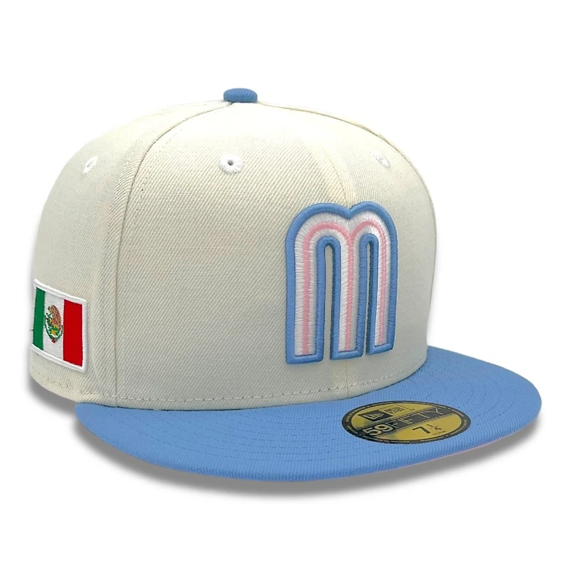 Mexico Chrome and Light Blue Flag Gray UV New Era 59FIFTY Fitted Hat