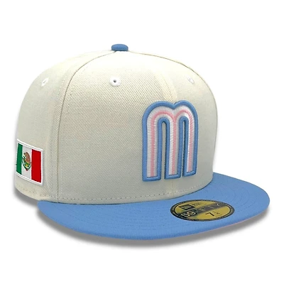 Mexico Chrome and Light Blue Flag Gray UV New Era 59FIFTY Fitted Hat