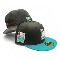 Los Angeles Dodgers Black and Teal 60th Anniversary Patch Gray UV New Era 59FIFTY Fitted Hat