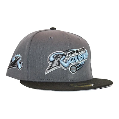 New Haven Ravens Grey and Black "DPM Stock Pack" Primary Logo Patch Gray UV Era 59Fifty Fitted Hat