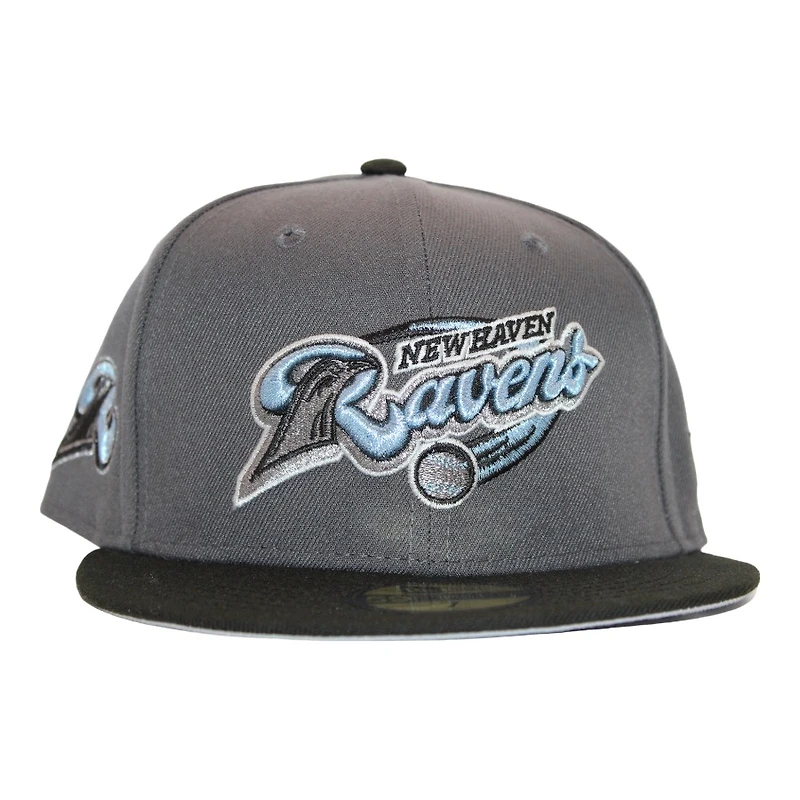 New Haven Ravens Grey and Black "DPM Stock Pack" Primary Logo Patch Gray UV Era 59Fifty Fitted Hat