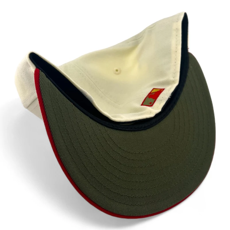 Atlanta Braves Chrome and Red Script Logo 30th Season Patch Olive Green UV New Era 59FIFTY Fitted Hat