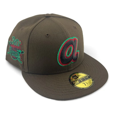Atlanta Braves Brown Cooperstown Logo 30th Season Patch Green UV New Era 59FIFTY Fitted Hat