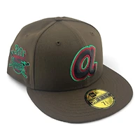 Atlanta Braves Brown Cooperstown Logo 30th Season Patch Green UV New Era 59FIFTY Fitted Hat