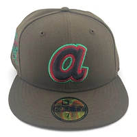 Atlanta Braves Brown Cooperstown Logo 30th Season Patch Green UV New Era 59FIFTY Fitted Hat