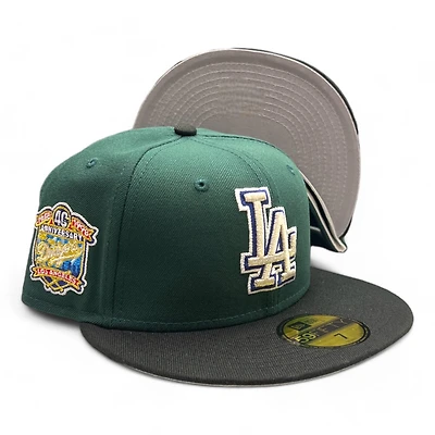 Los Angeles Dodgers Green and Black Two Tone 40th Anniversary Patch Grey UV New Era 59FIFTY Fitted Hat
