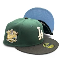 Los Angeles Dodgers Green and Black Two Tone 40th Anniversary Patch Icy Blue UV New Era 59FIFTY Fitted Hat
