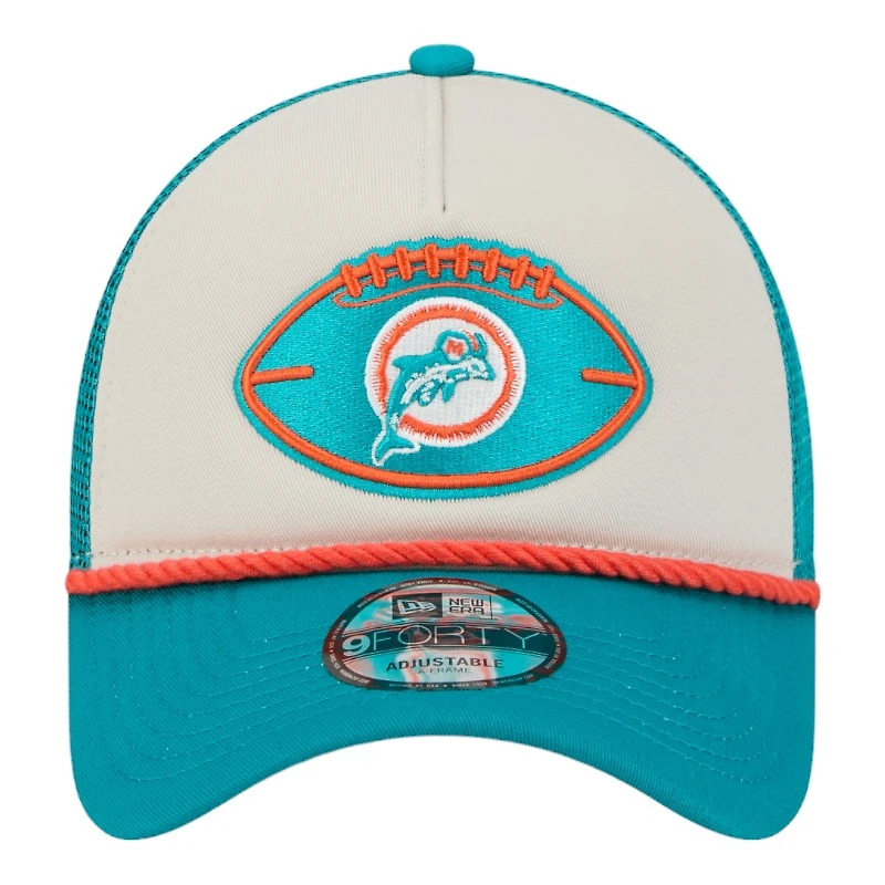 Miami Dolphins 2024 Historic Throwback NFL Sideline New Era A-Frame 9FORTY Snapback Hat